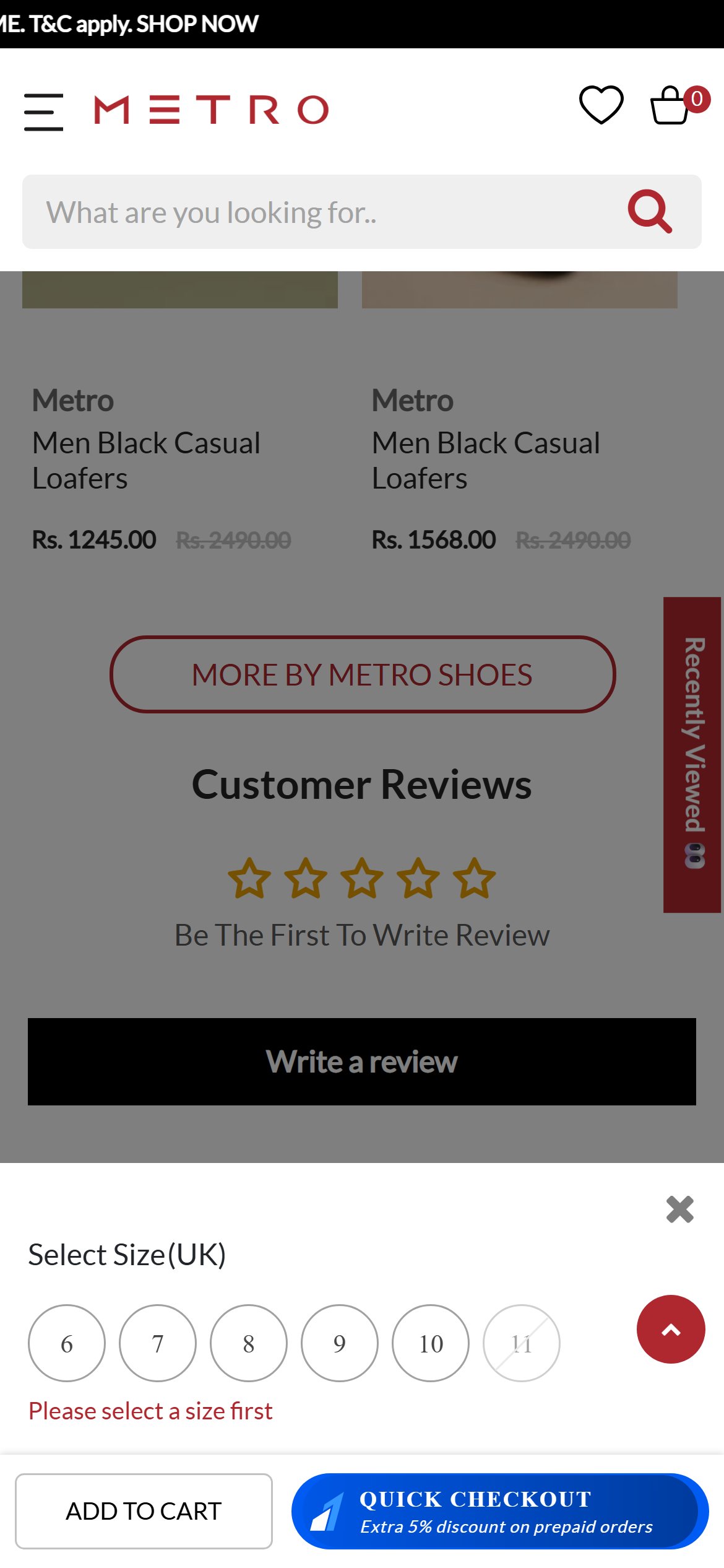 Metro Shoes — Mobile